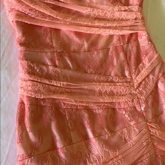 Salmon small Bebe Tube Top lace Dress - Picture 2 of 7